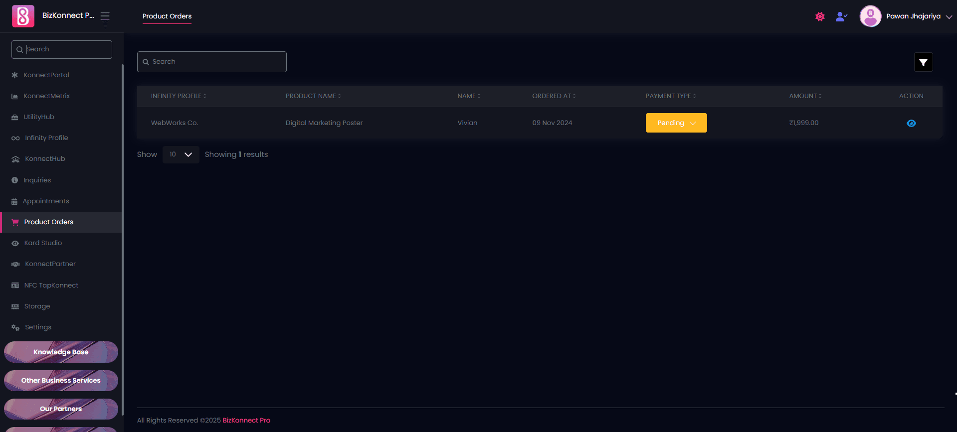 Product Order Dashboard