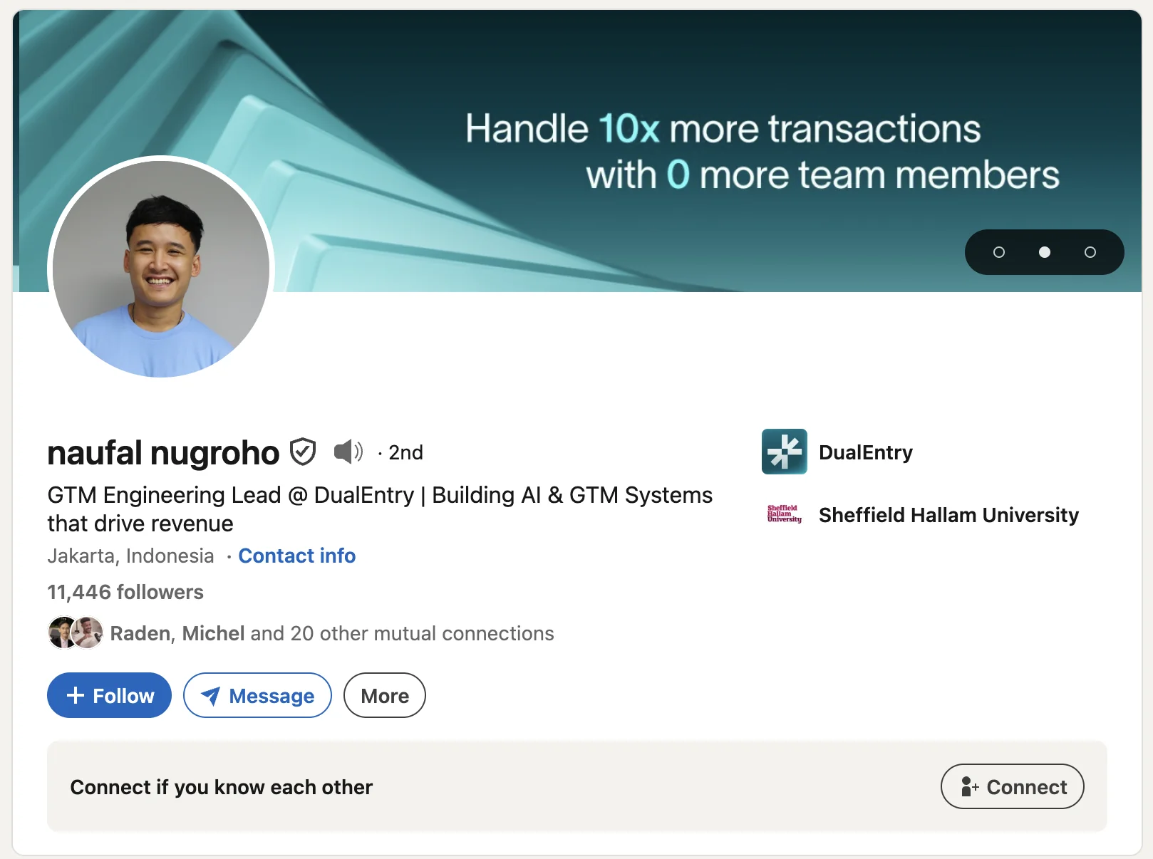 LinkedIn profile: Naufal Nugroho, head of GTM engineering at Understory