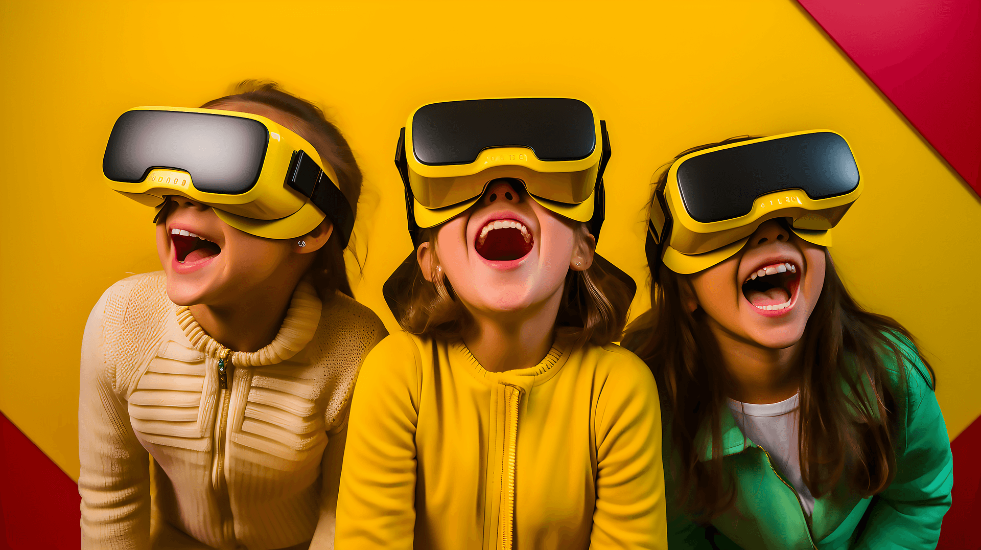 Children using VR headsets