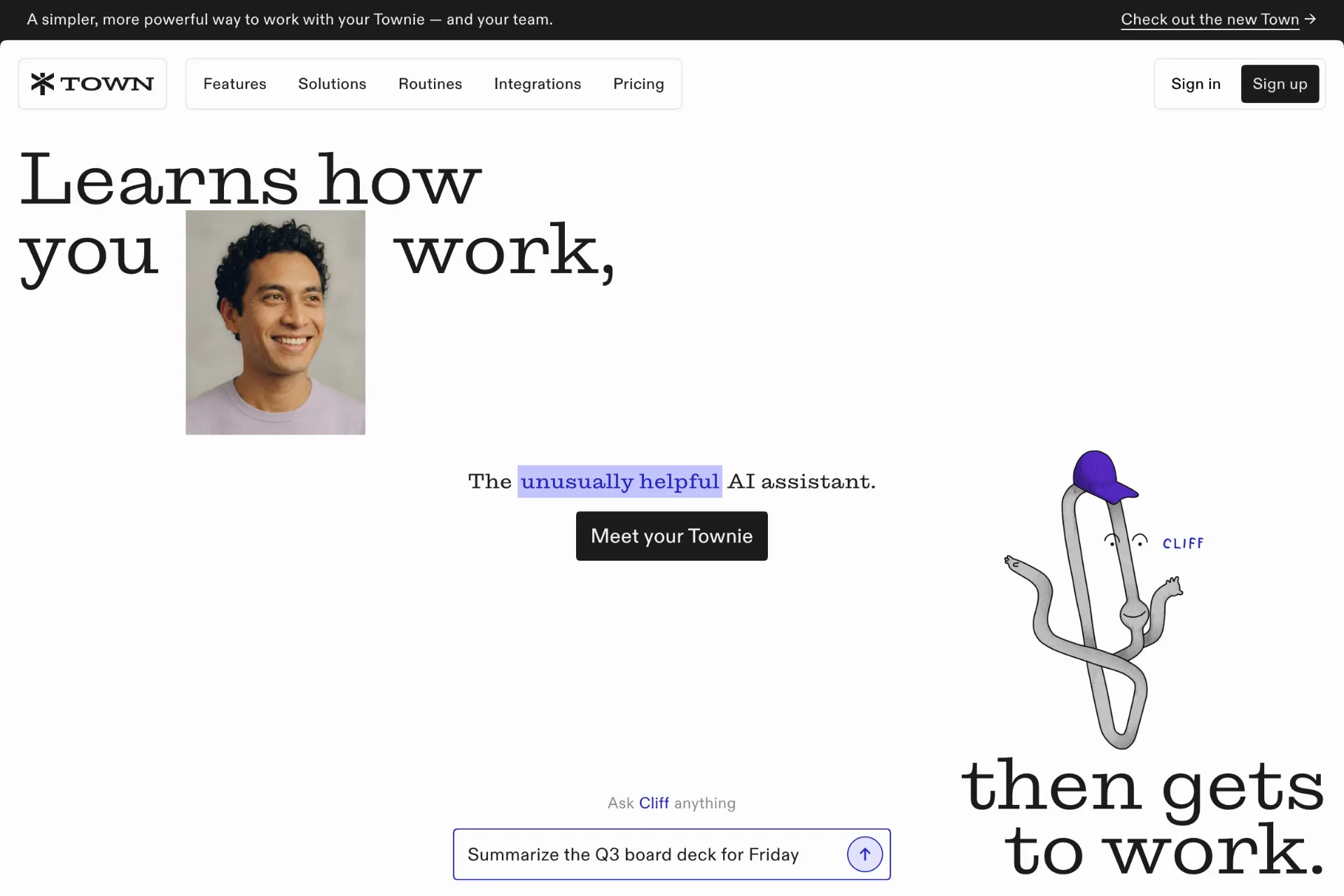 Screenshot of Town website