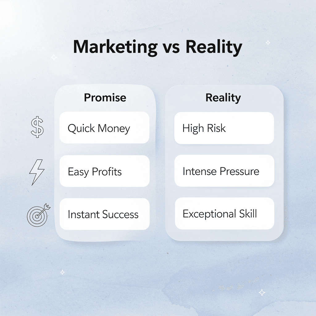 Comparison chart showing scalping promises versus reality - Scalping Futures