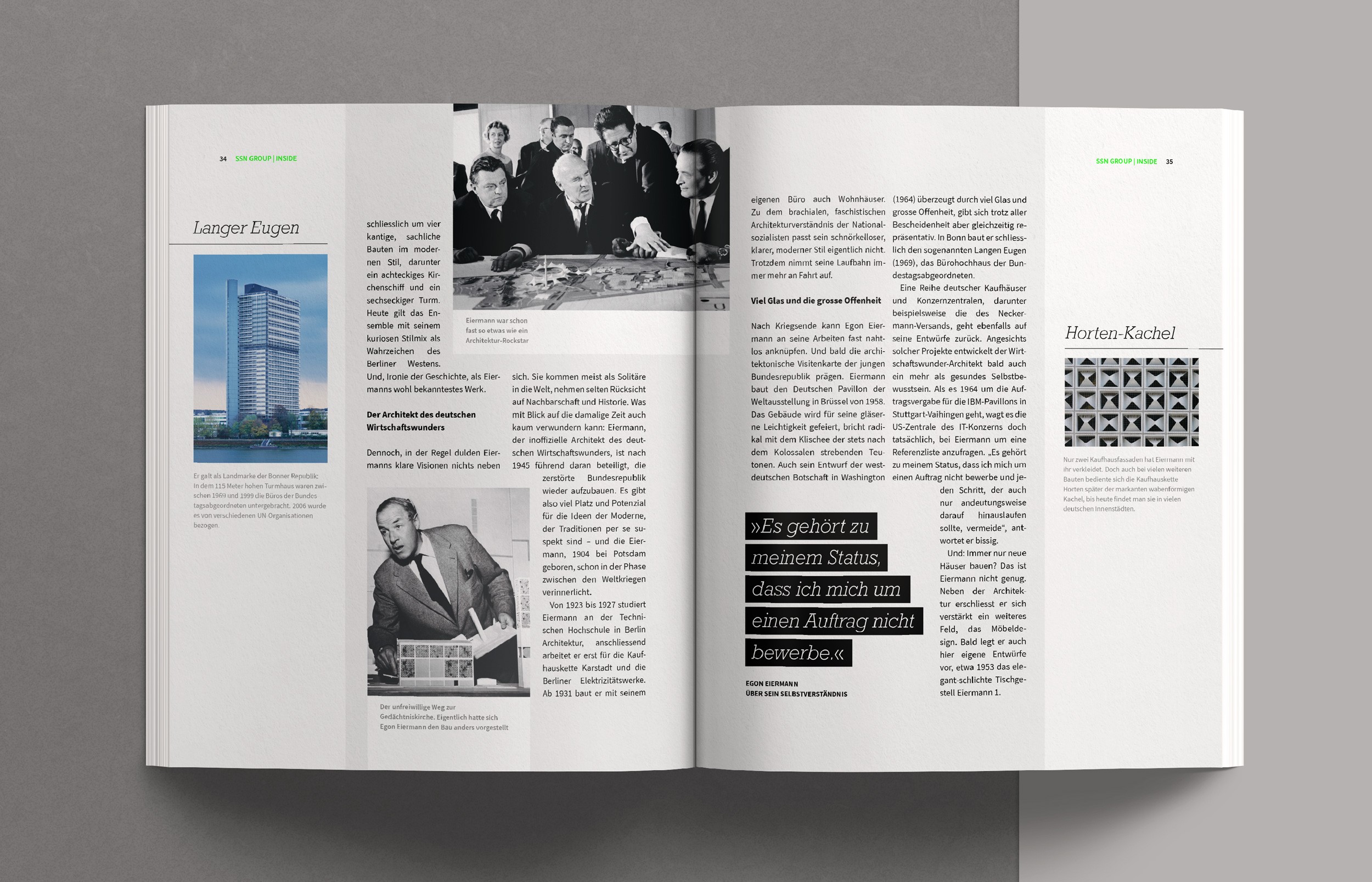 Editorial Design für das Magazin INSIDE – präzise Raster, klare Bildsprache und typografische Balance