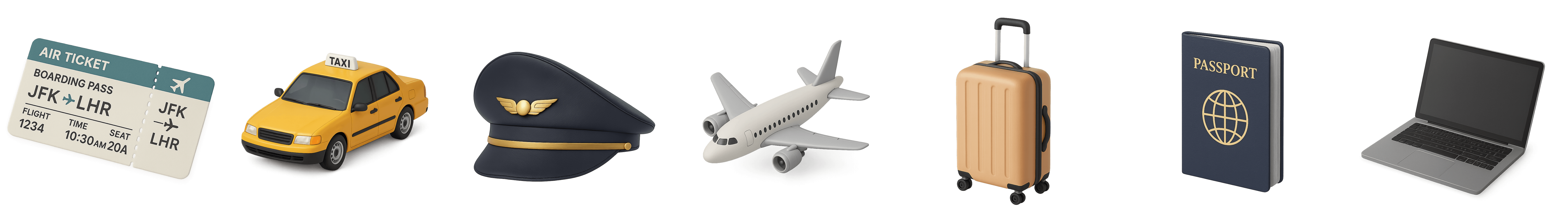 Flight booking 3d icons