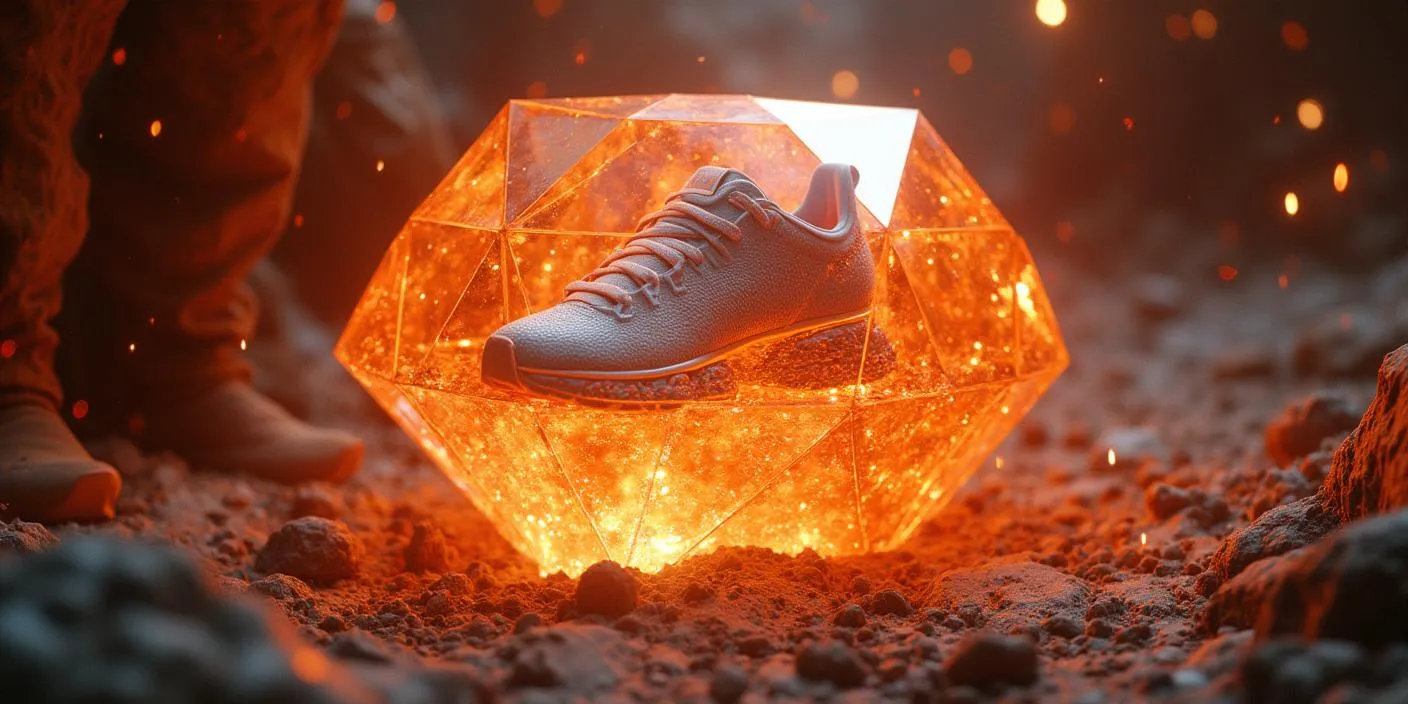 A "What We Do: CGI Advertising Engineered for Conversions" section of a webpage, detailing services such as "AI-Powered CGI Ad Generation," "E-Commerce Product CGI," "Cinematic CGI Commercials," "Multi-Platform CGI Adaptation," and "Performance-Tuned CGI," presented against a background of glowing orange geometric shapes and what appears to be a shoe.