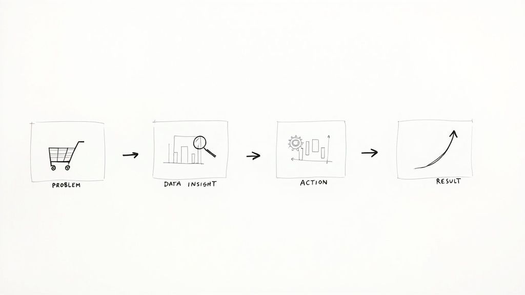 An illustration of a lightbulb turning on amidst a backdrop of charts and graphs, symbolizing data-driven insights.
