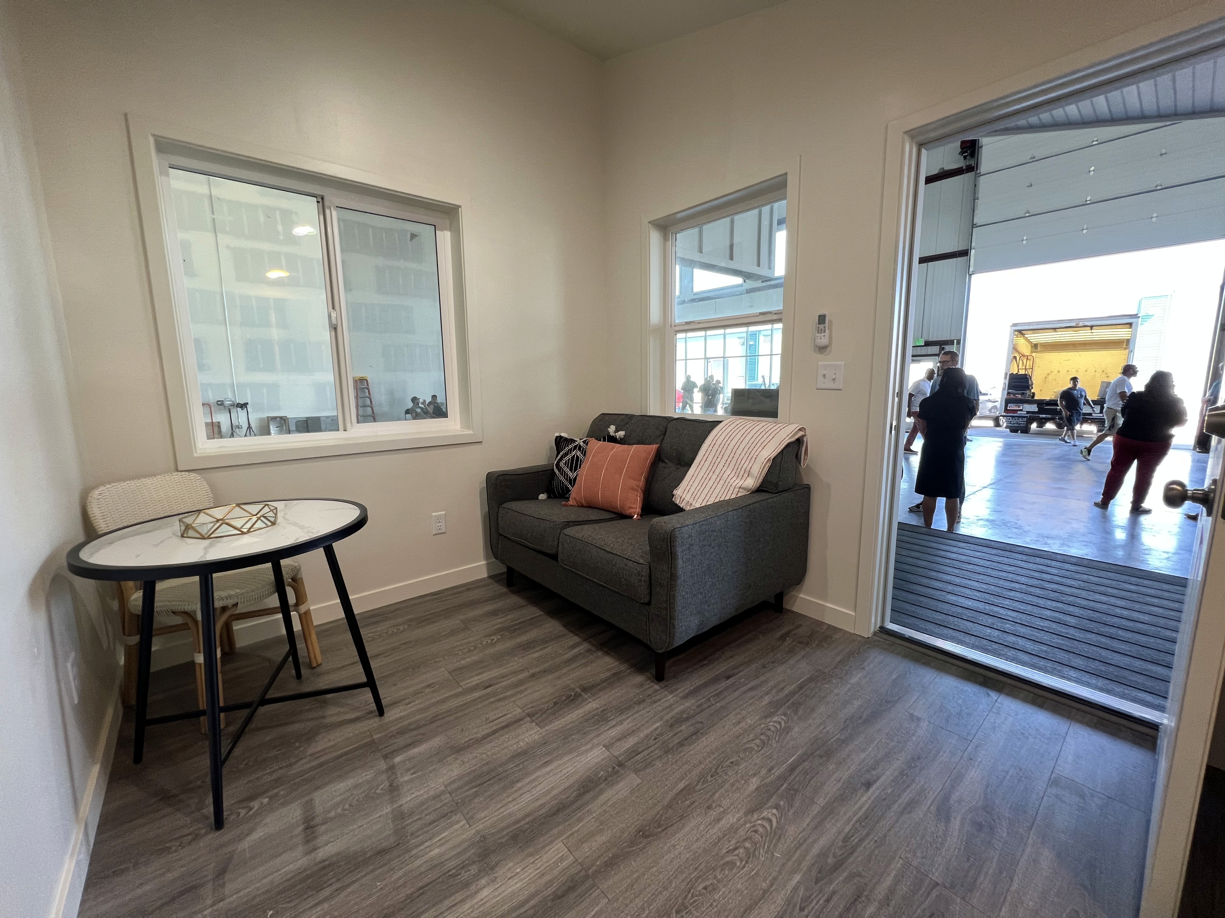 Modular home living room in our facility.
