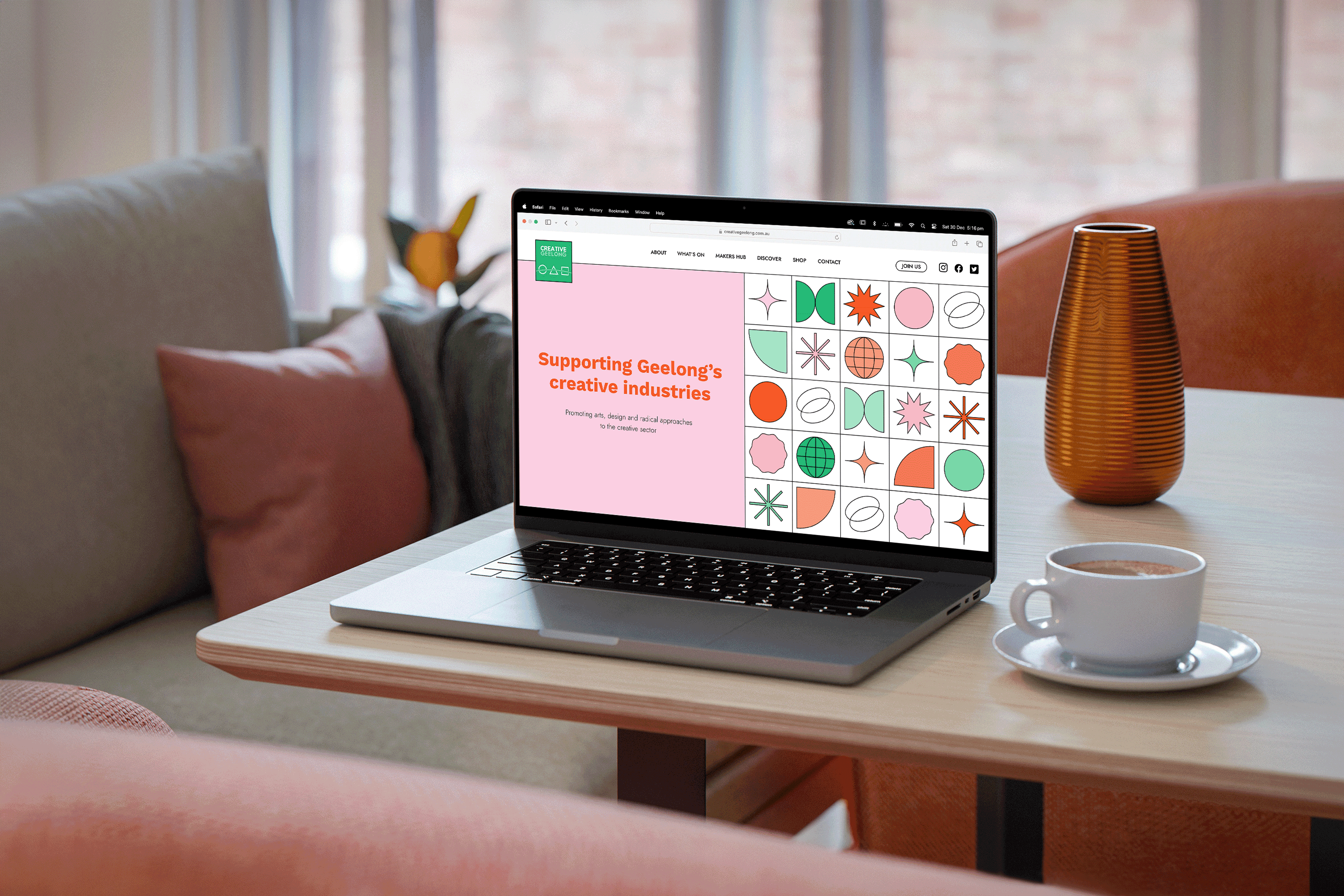 Creative Geelong laptop open displaying website