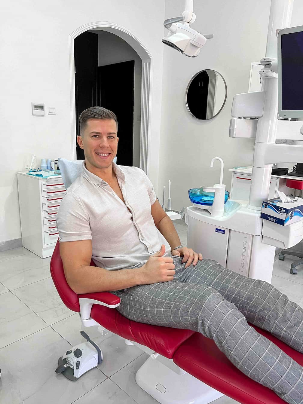 Patient before starting Invisalign orthodontic treatment