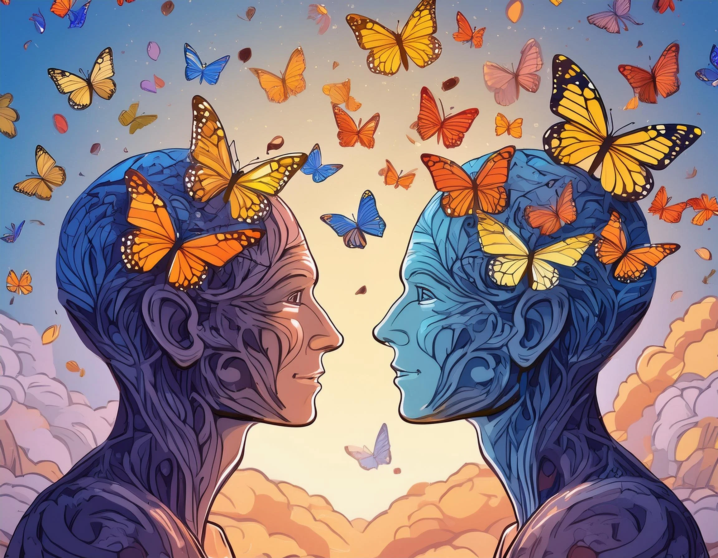 Zwei Köpfe, die Ideen haben