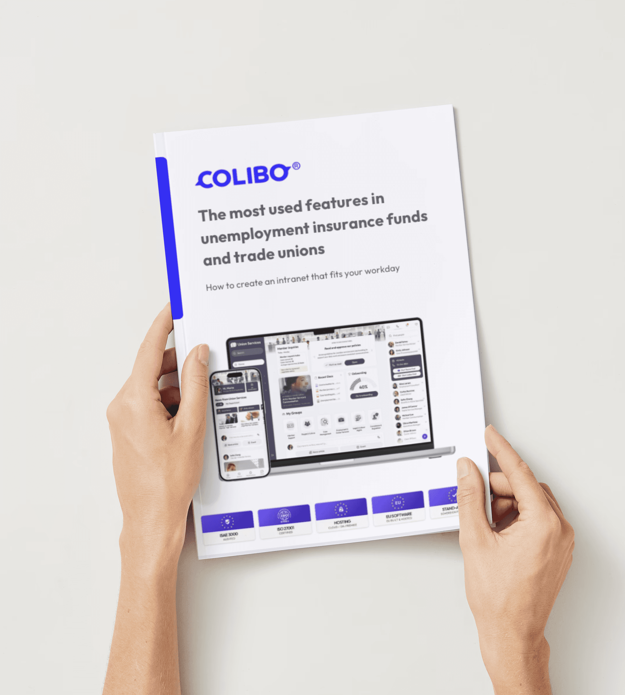 Skærmbillede af Colibo intranet på PC pg mobil