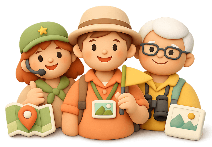 Group of 3 tour guides