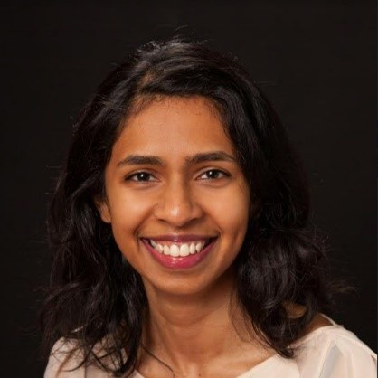 Screenwriter Natasha Fernando smiles at the camera