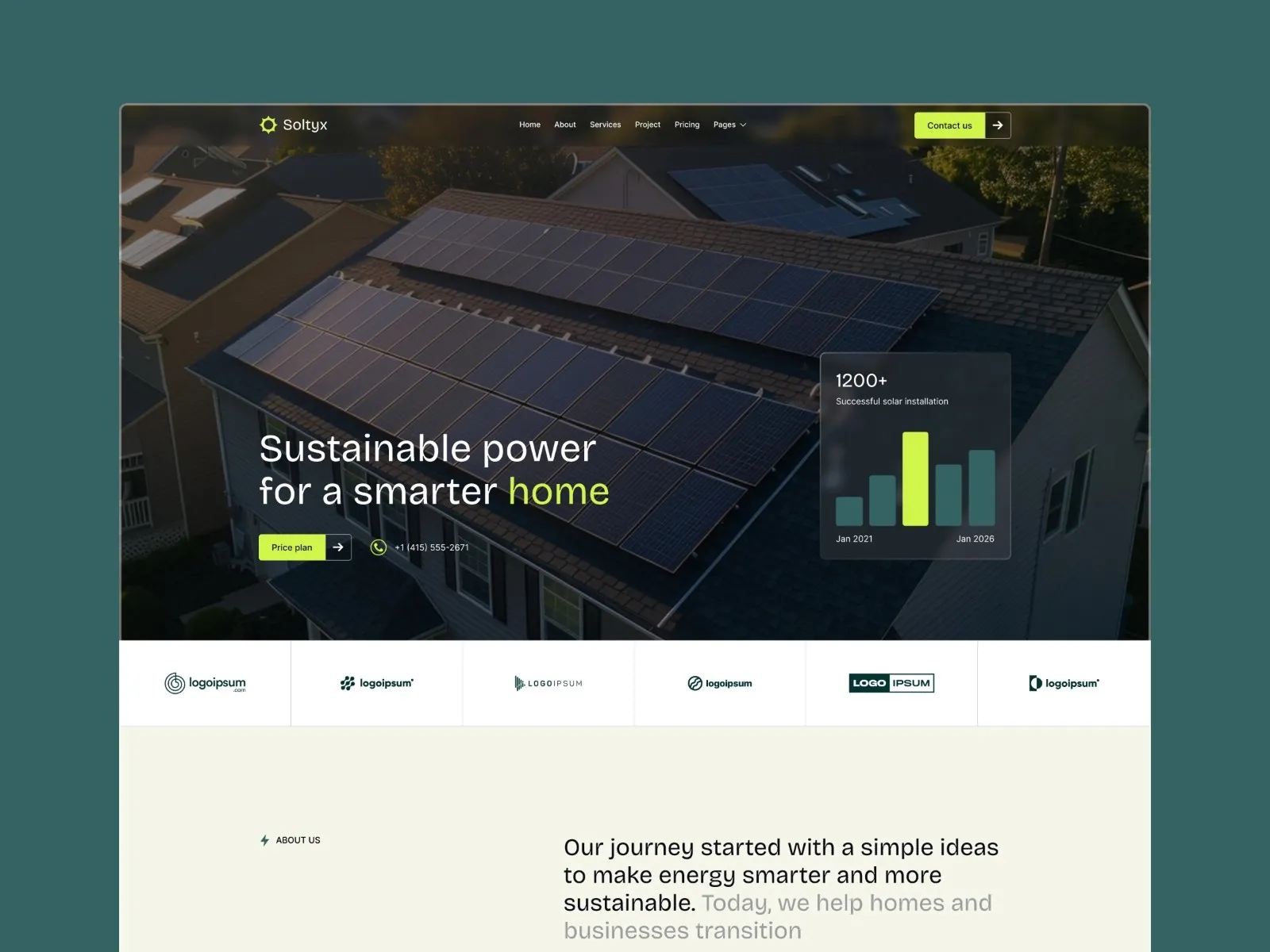 Rooftop with solar panels, promoting sustainable energy solutions.