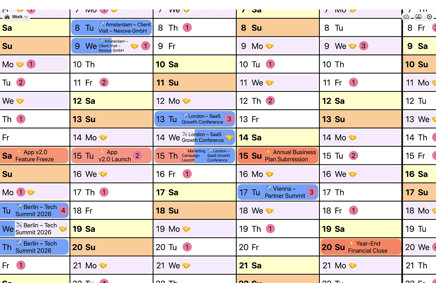 Zooming into monthly details and out to full year overview in Yearli
