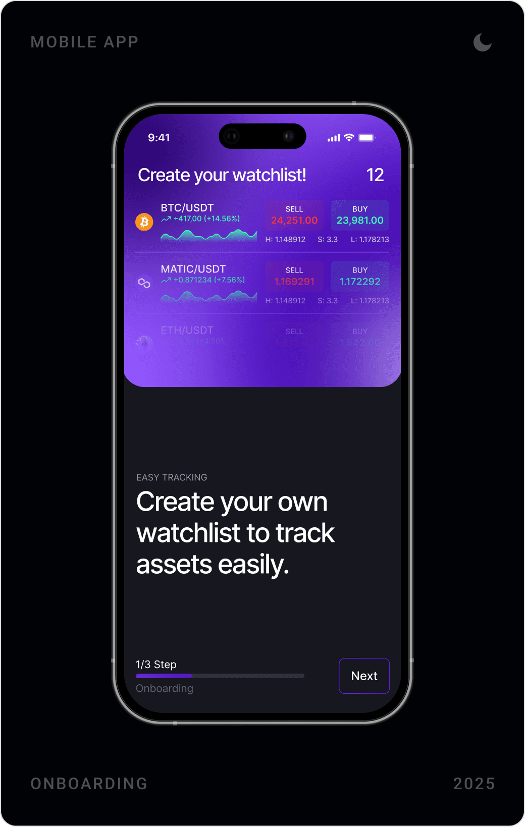 Modern Watchlist Onboarding Screen Design