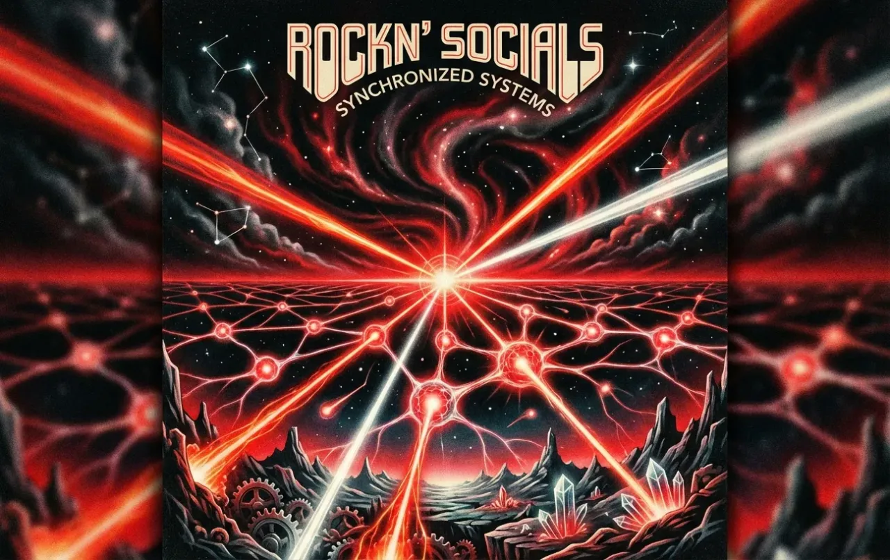 Futuristic network design with "RockN' Socials" for Digital Marketing Agency.