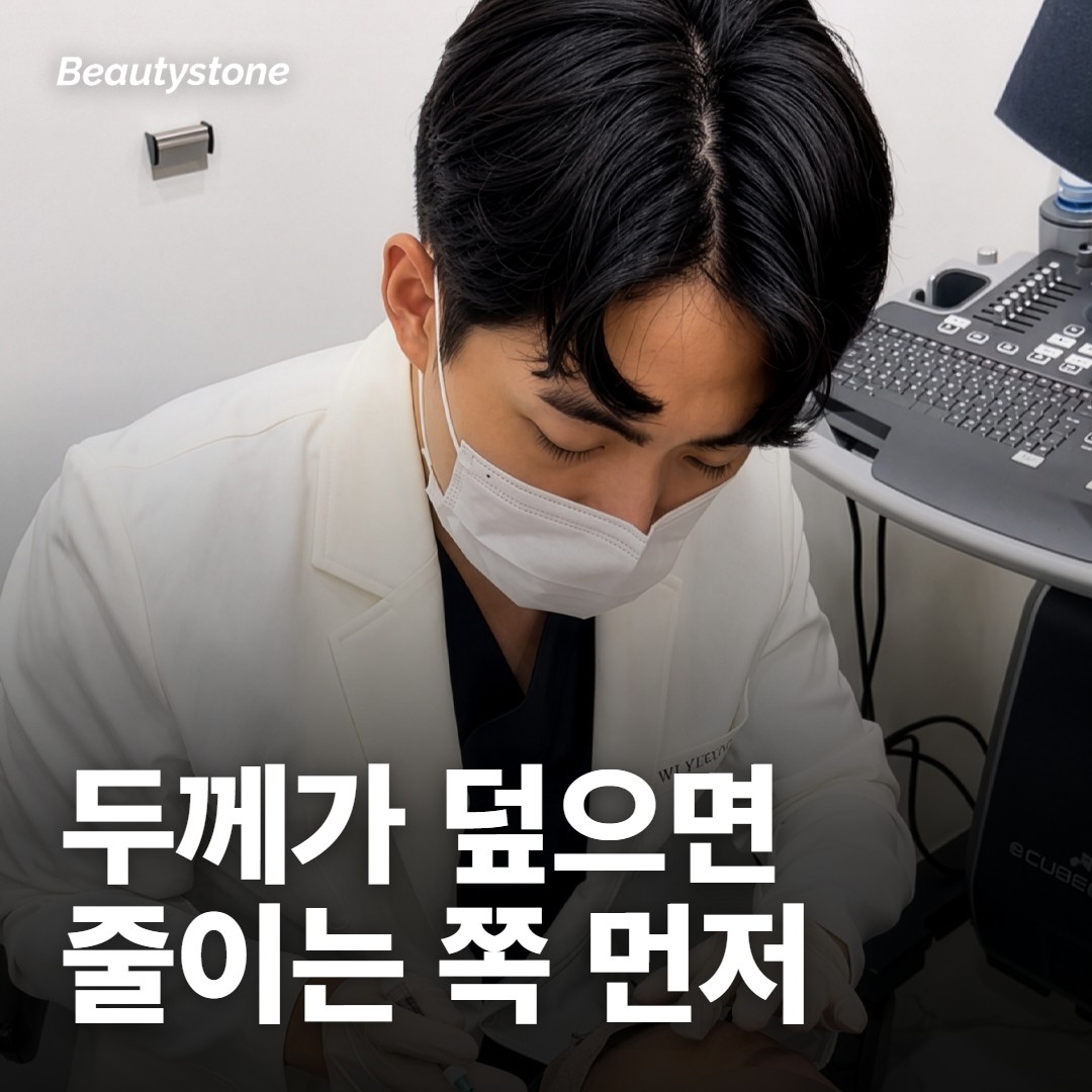 두께가 턱선을 덮는다면 줄이는 쪽이 먼저예요