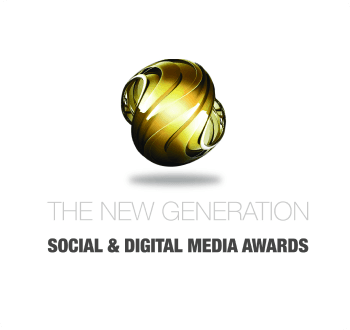 Logo for "The New Generation Social & Digital Media Awards," featuring a stylized golden sphere design.