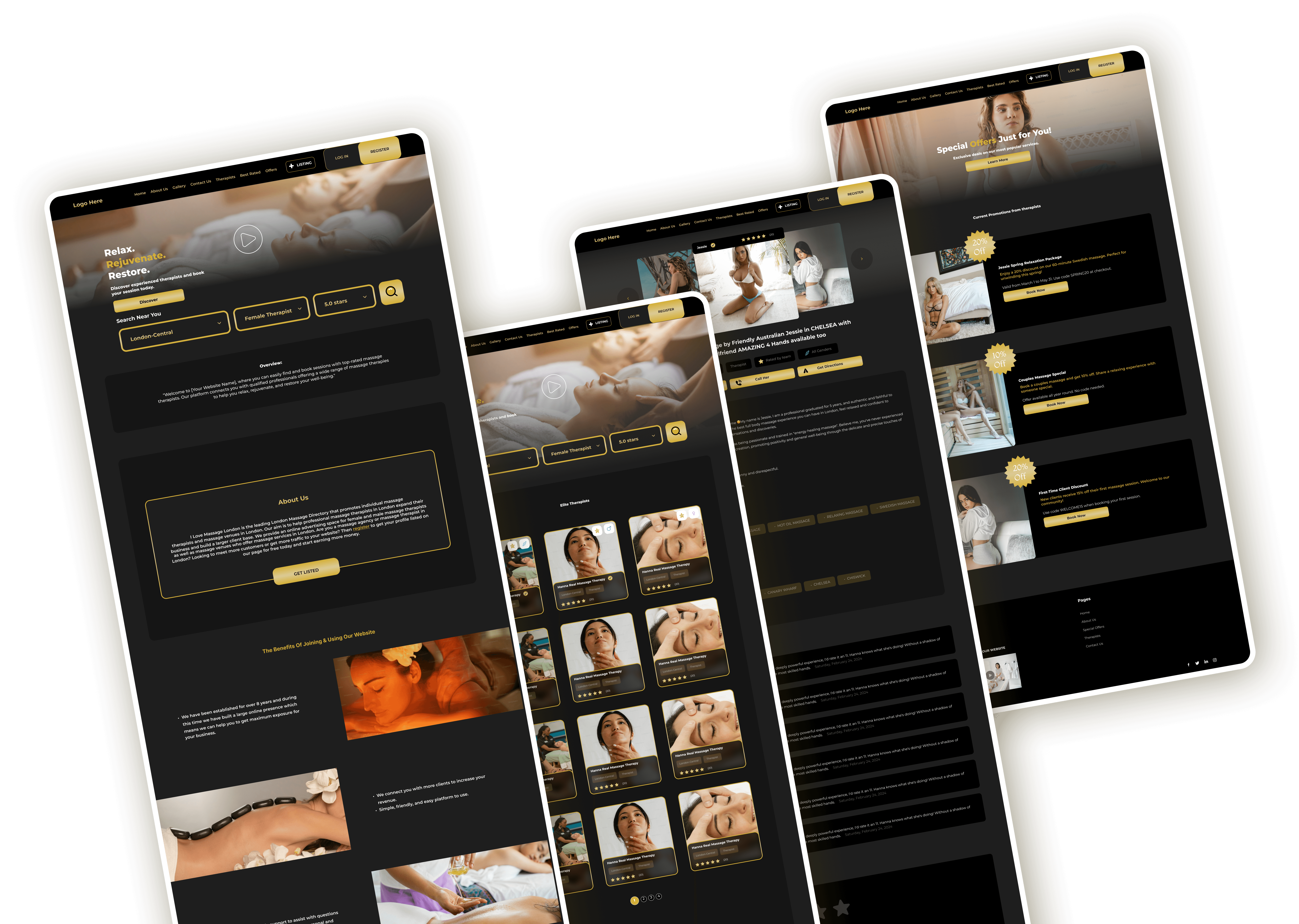 Massage therapists website Design Mockup