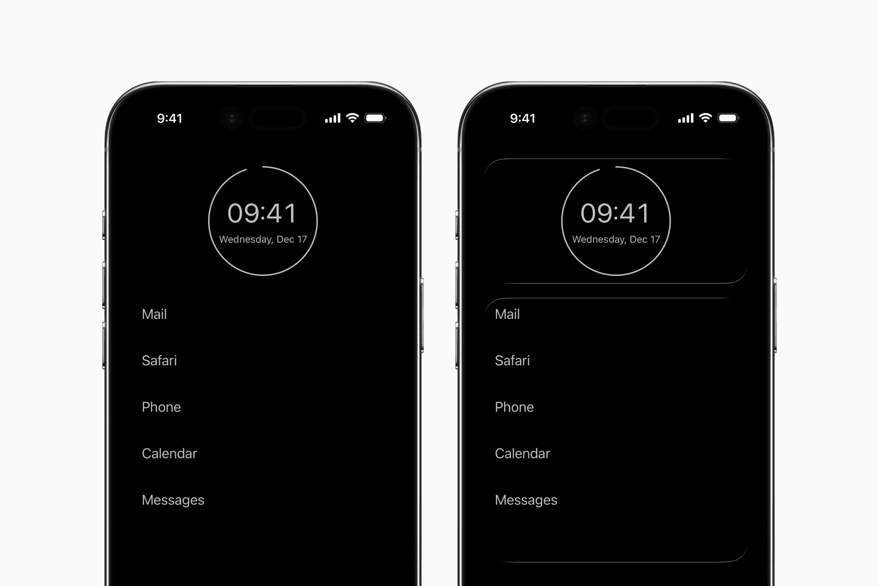 Comparing iPhone widget borders in iOS 26's glass design update