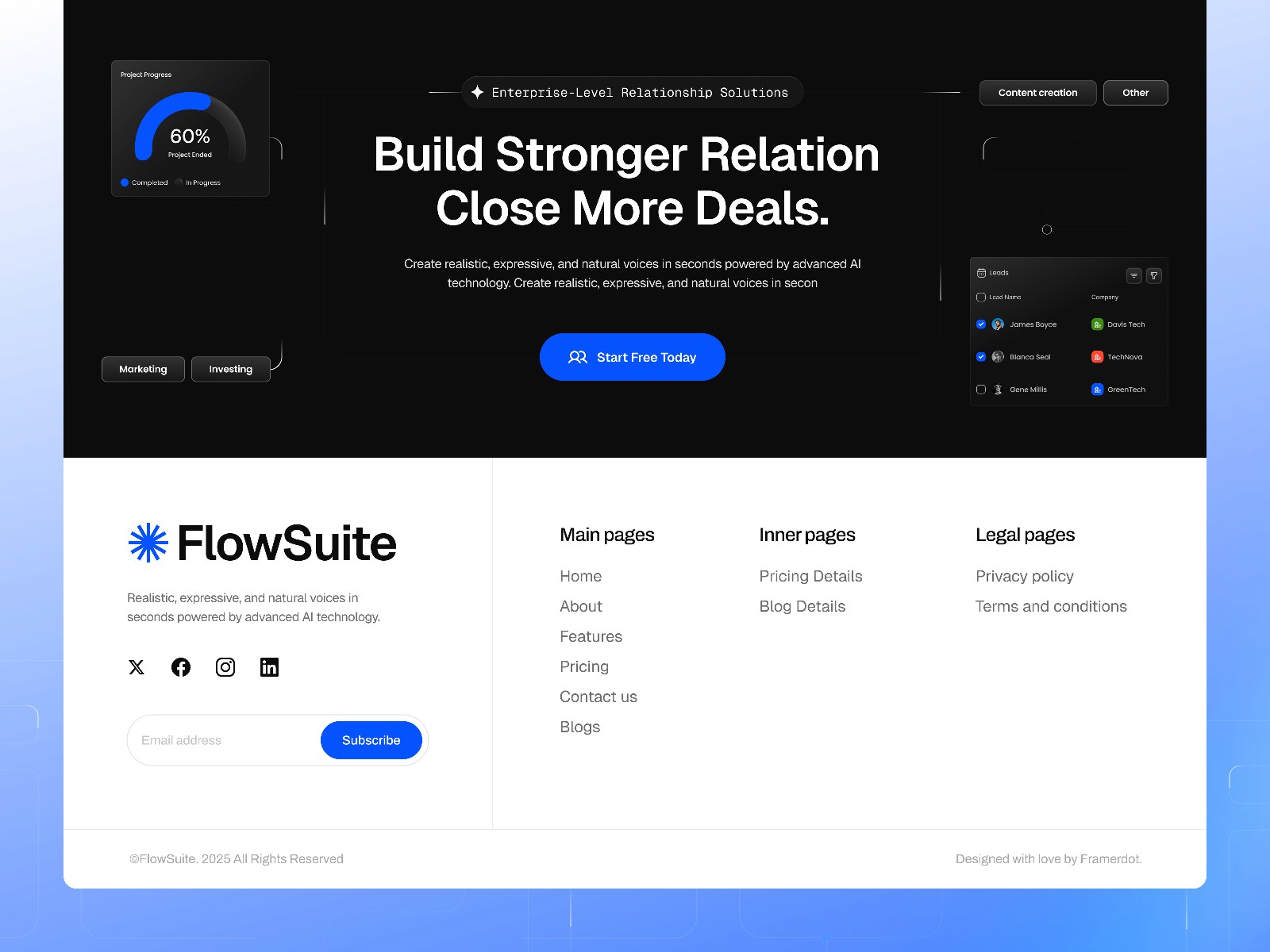 Flowsuite — 极简清爽浅色 SaaS 产品官网设计灵感