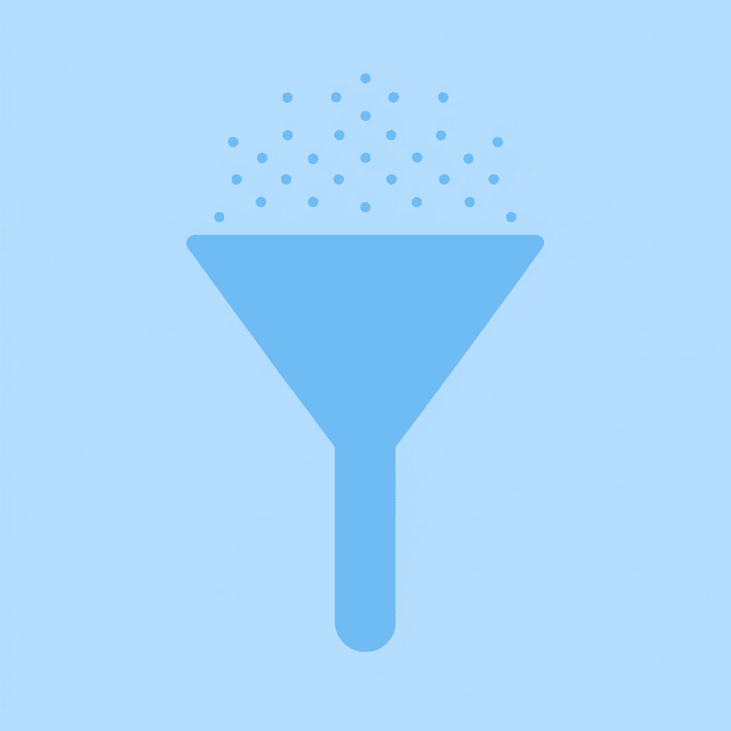 Funnel diagram showing document content being filtered down to focused, actionable feedback