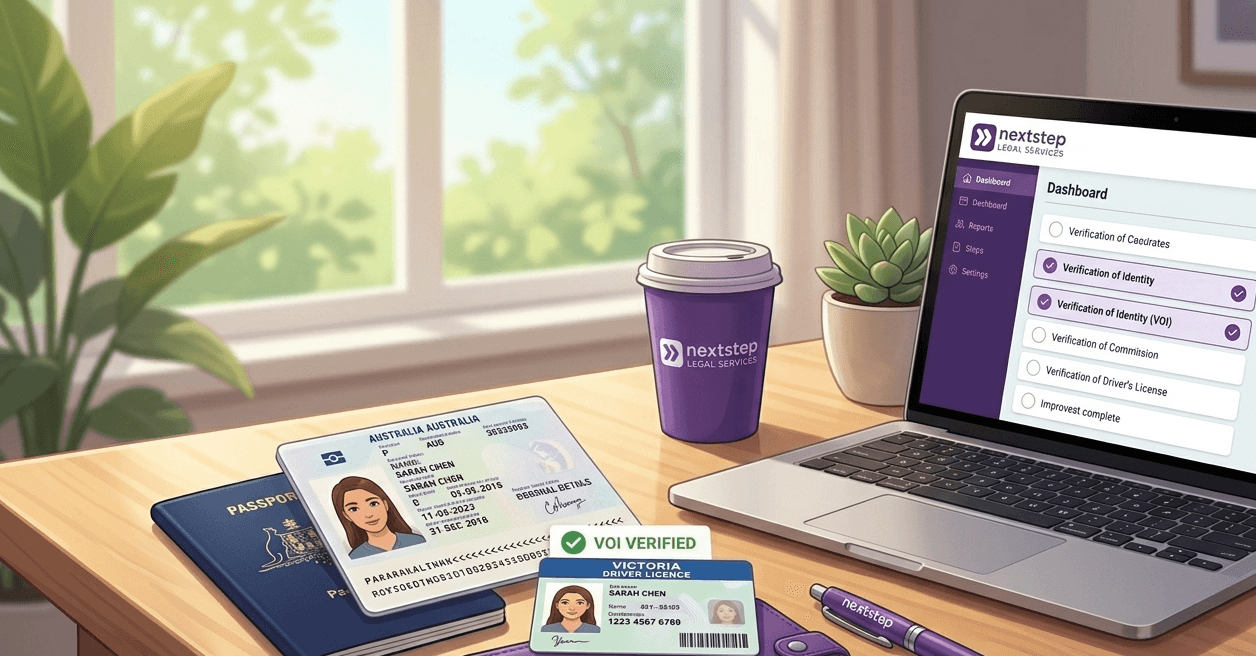 Passport and licence on desk representing identity verification for property settlement