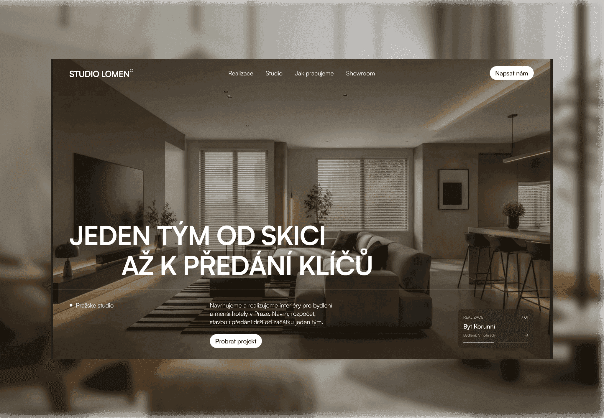 Webdesign koncept pro interiérové studio Studio Lomen