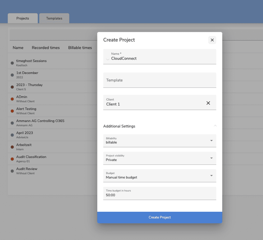 setting time budgets in timeghost