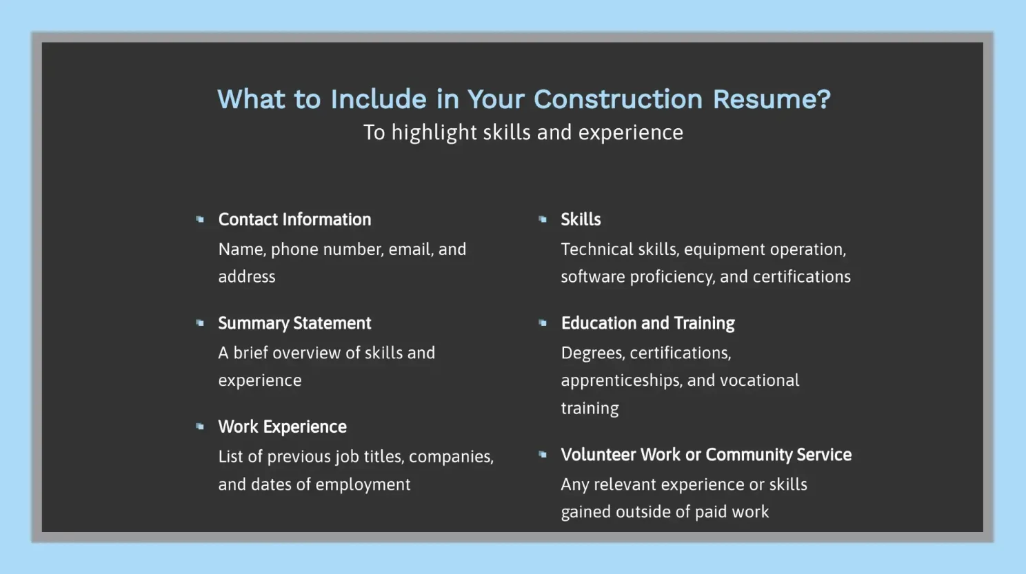 construction resume