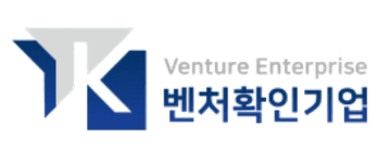 벤처기업 인증 로고, AI 검색 분석 기술 기업 체인시프트 인증 마크
