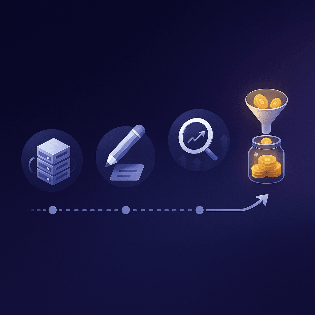 Timeline flow of four milestones leading to ROI within 90 days