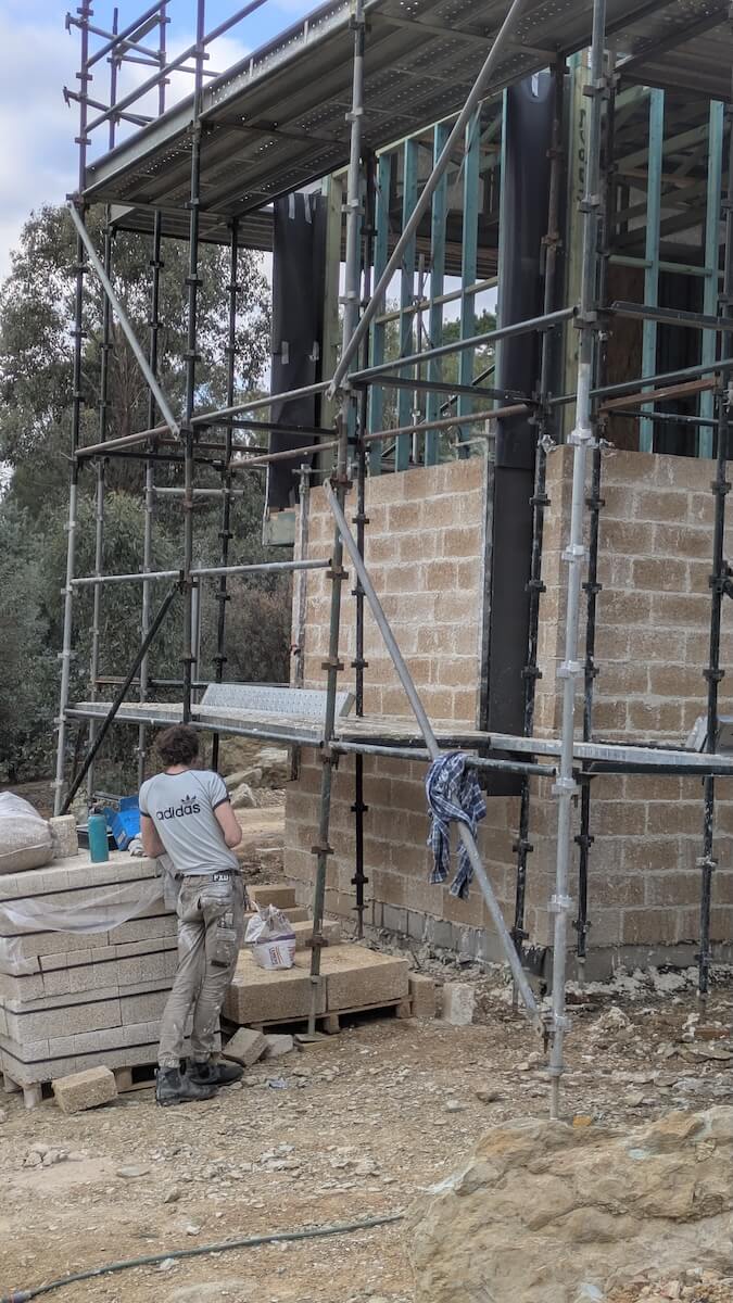 Image of Hemp blocks used on a construction site in Chewton VIC