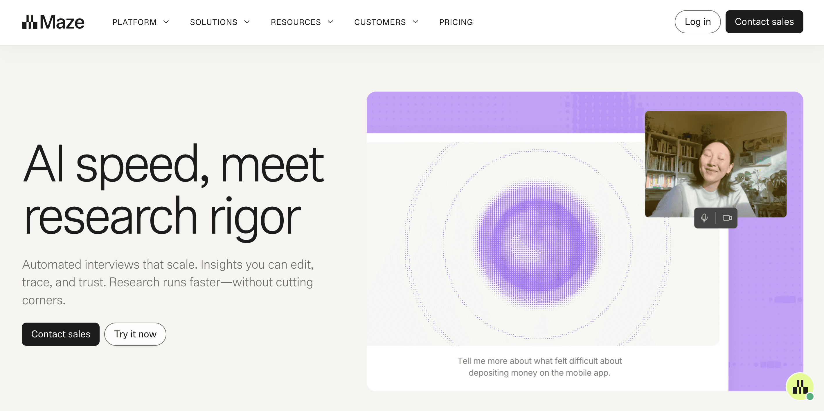 Maze AI Moderator for User Interviews and Qualitative Research Dashboard