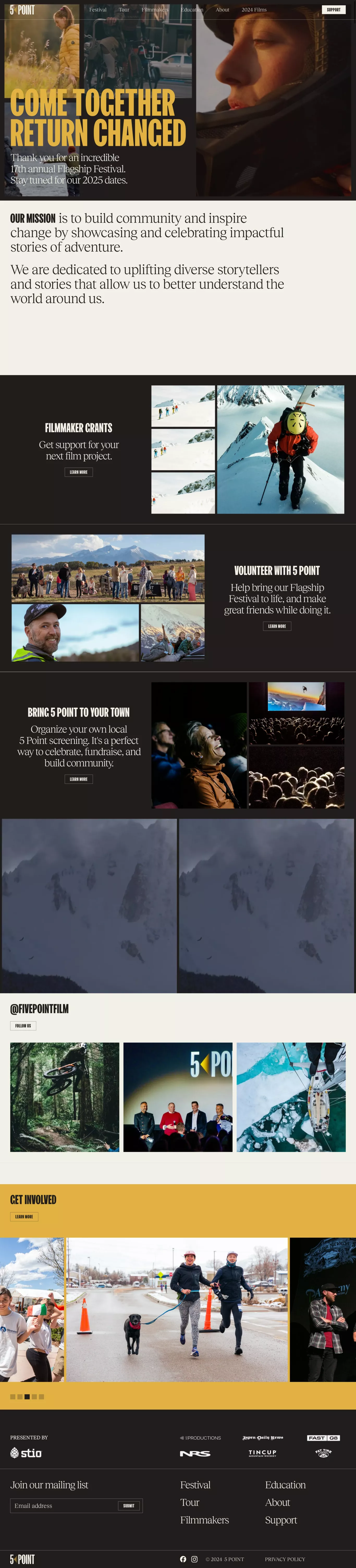 5Point Film Festival other page screenshot showcasing Event and Movie design