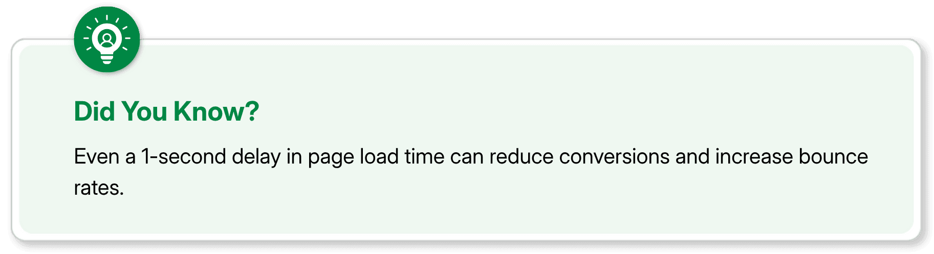 Did you know callout emphasizing the impact of page load speed on conversions and bounce rates