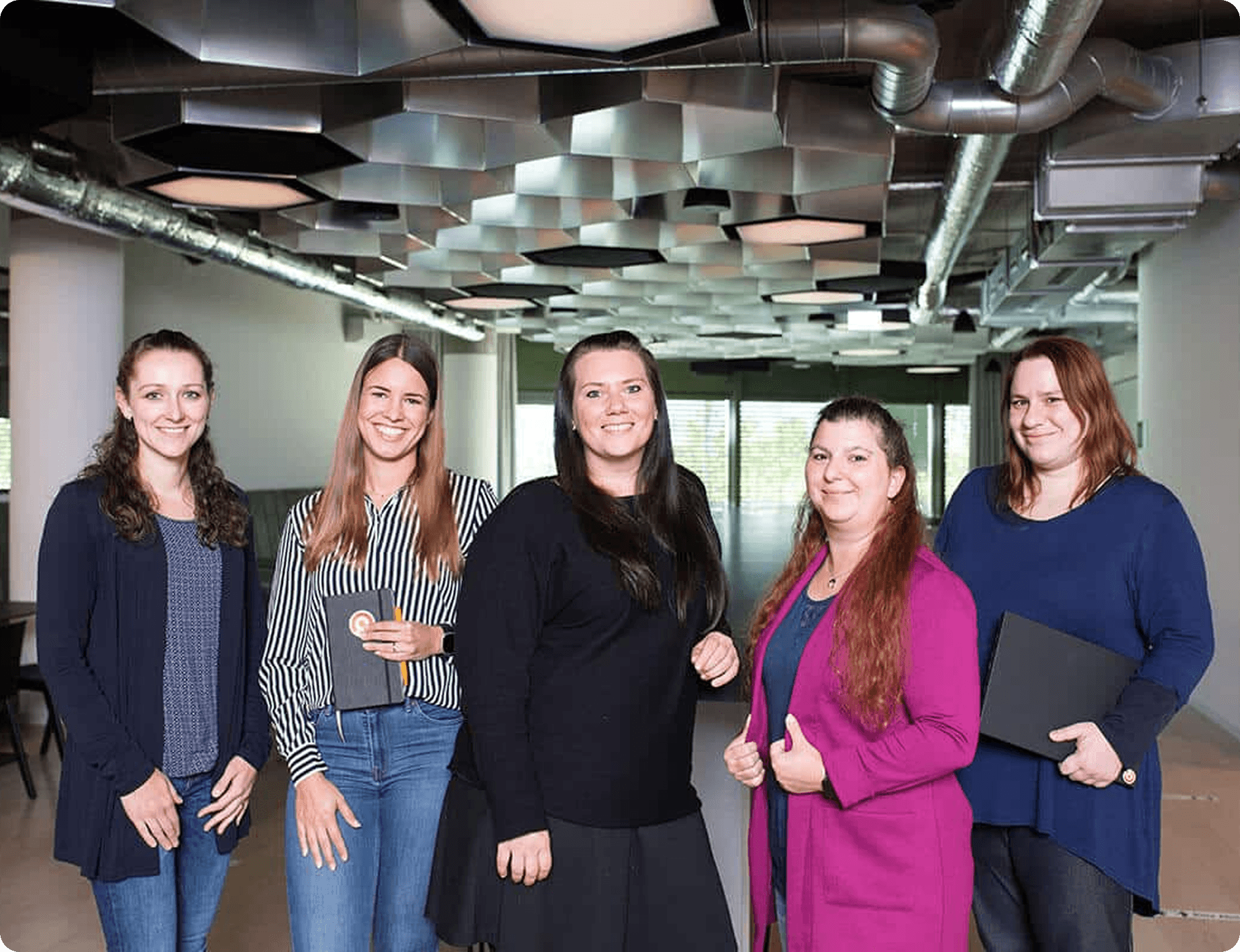 Group photo of the Sovendus CRM team in the office