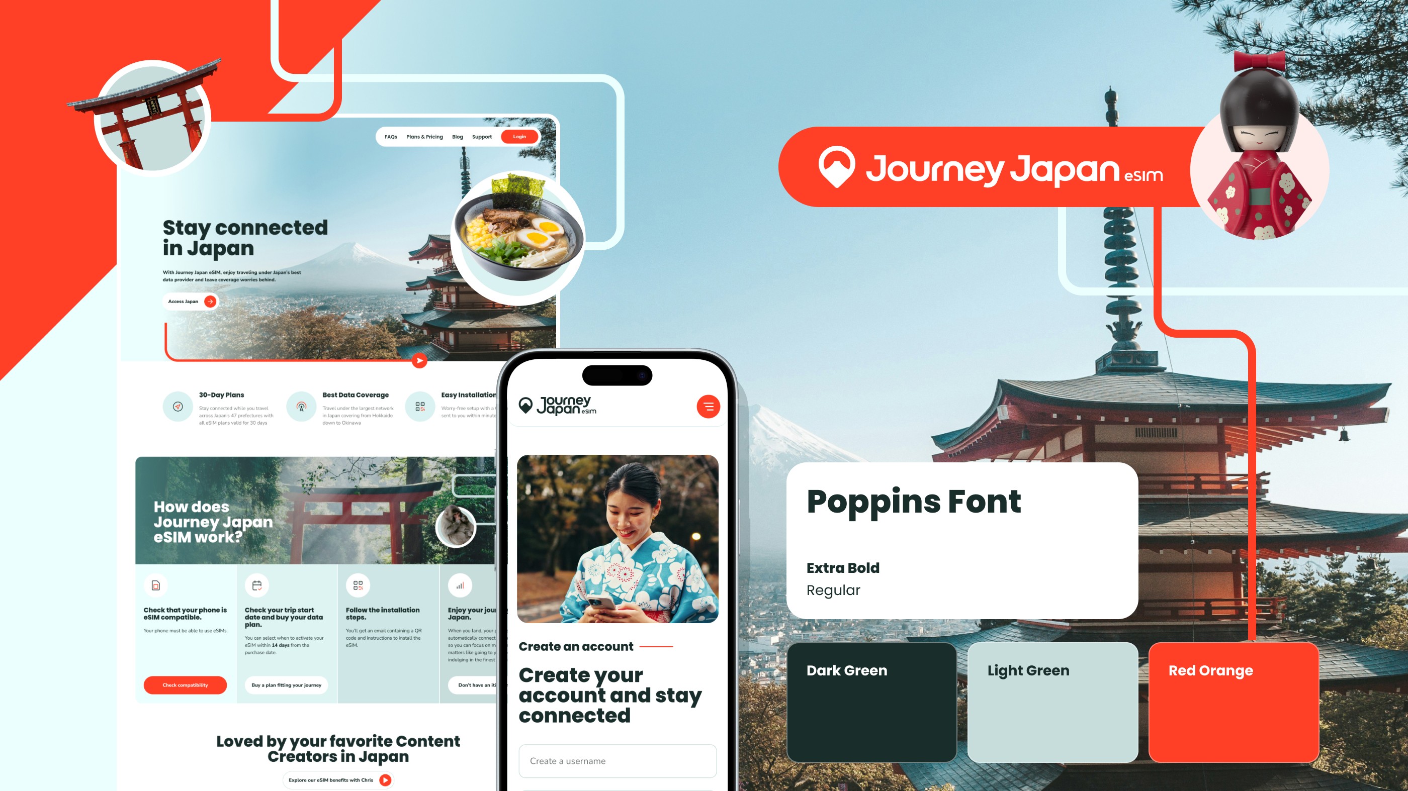 Journey Japan eSIM website design and branding