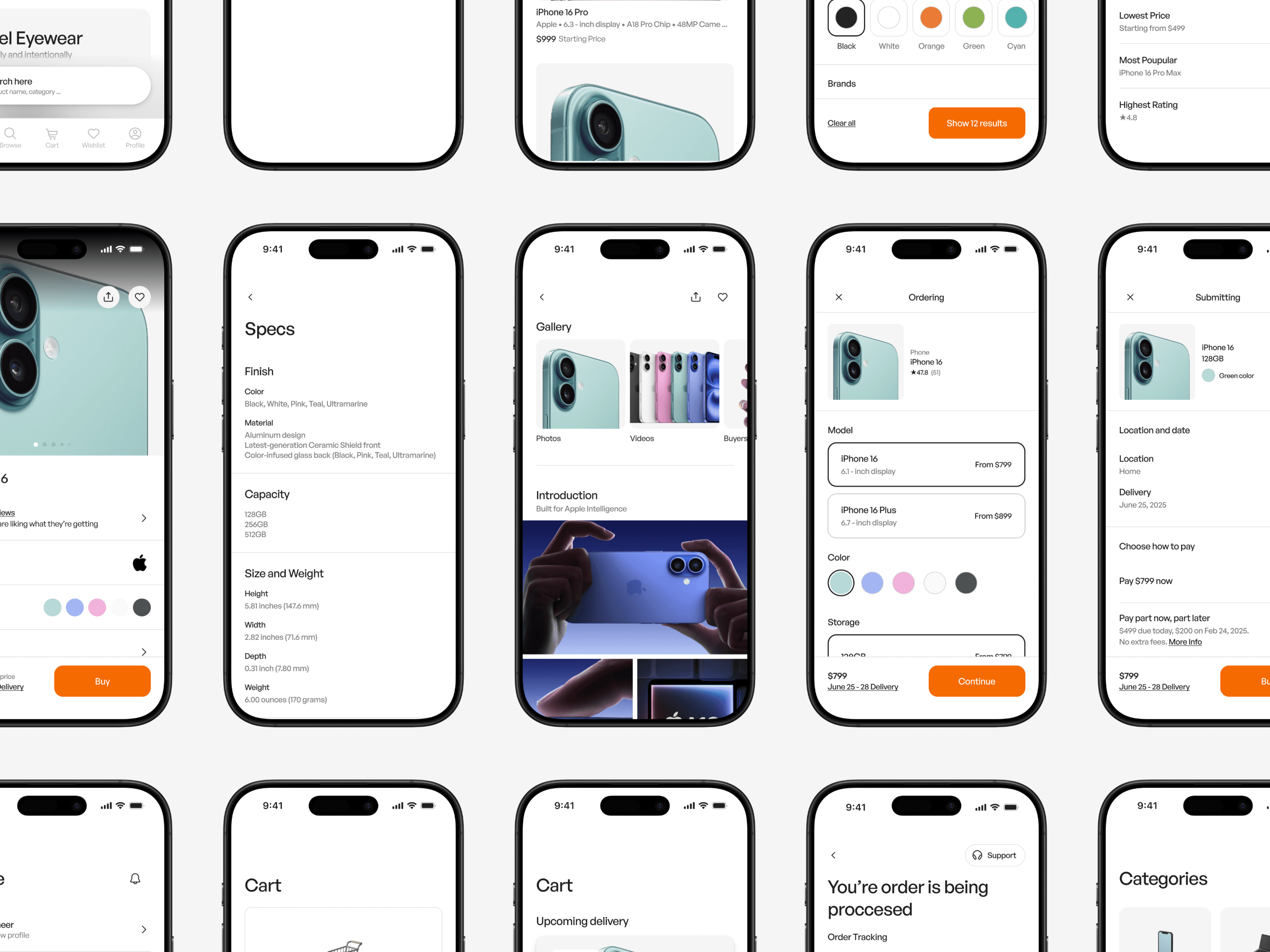 Premium e-commerce app ui kit snippets