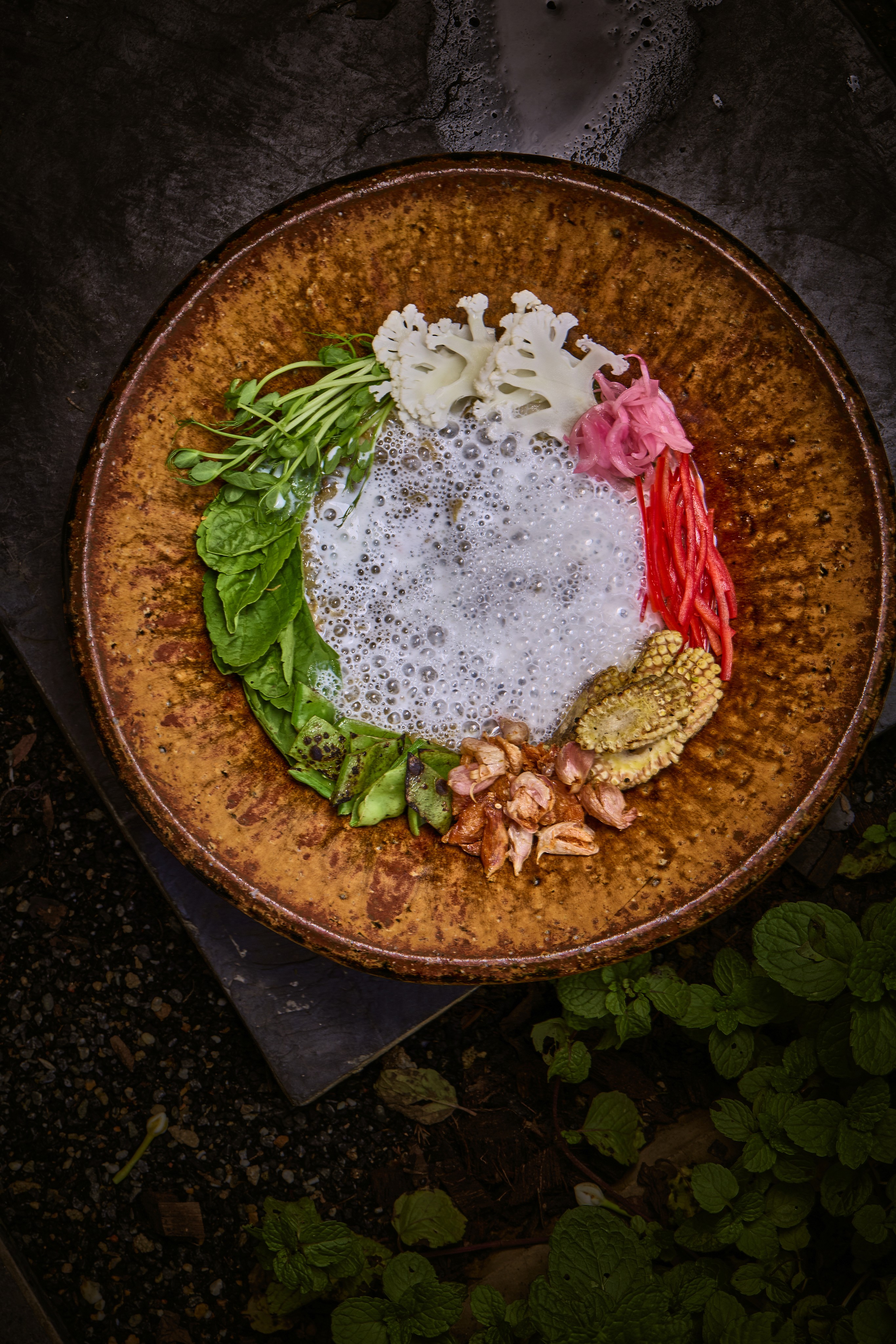 Frog Sticky Rice, Spring Vegetables, Holy Basil, Thai Garlic