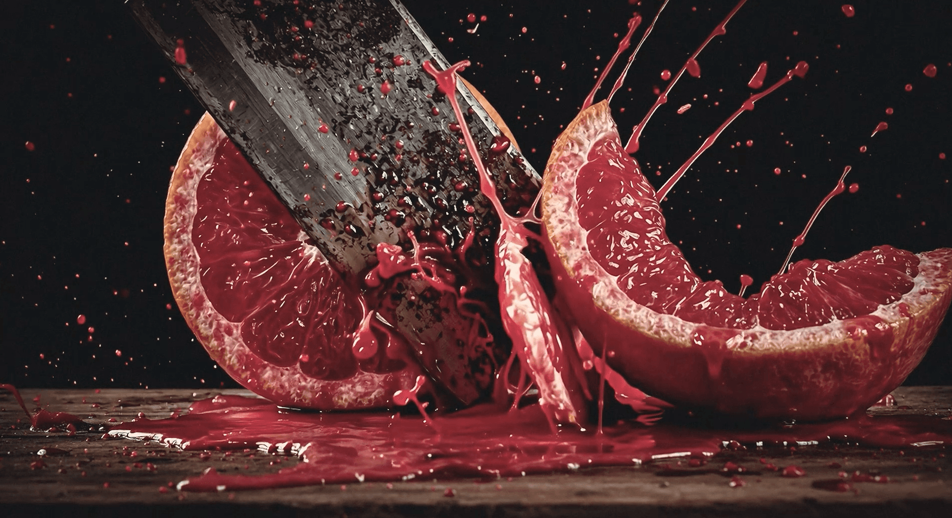 Knife slicing a Blood-Orange