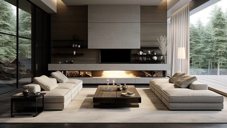 Contemporary open-plan interior with clean finishes