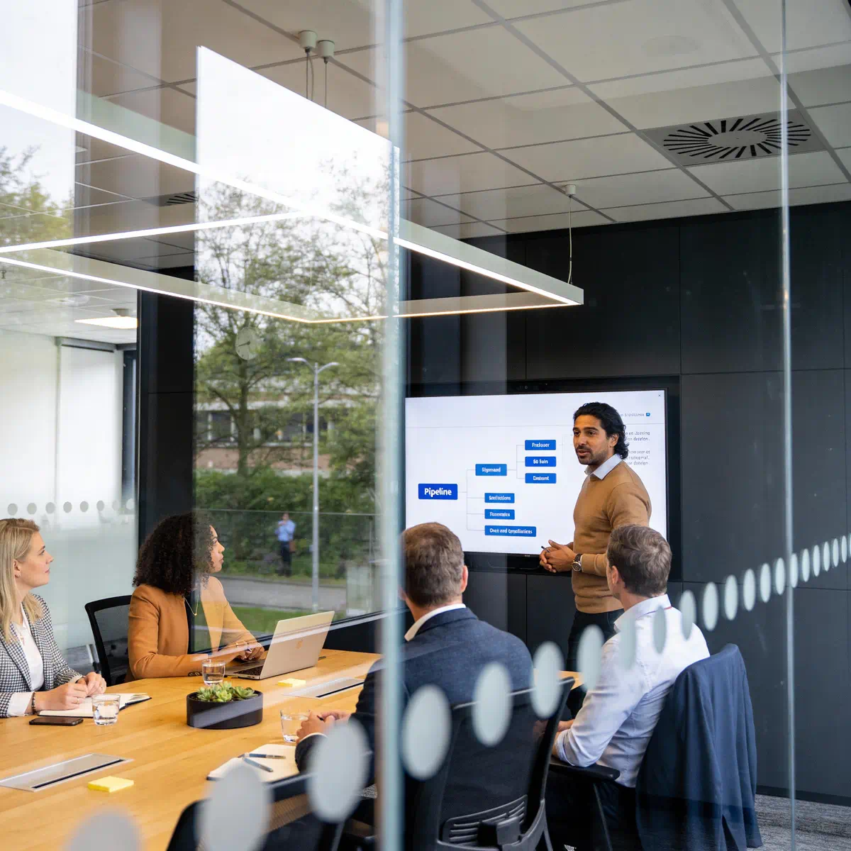 Strategische sessie waarin commerciële professionals doelgroep, boodschap en outboundstrategie bepalen.