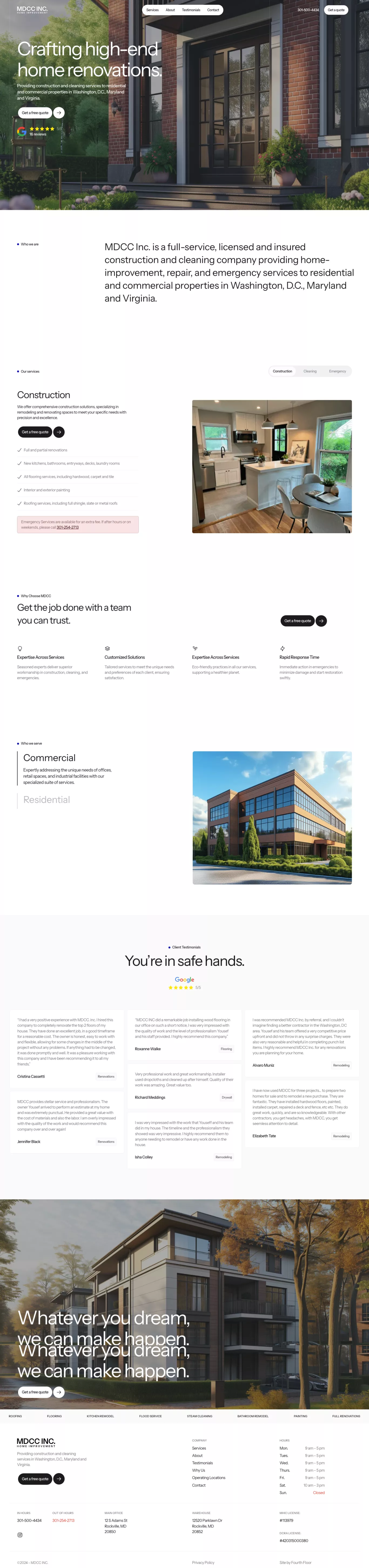 MDCC Inc. portfolio page screenshot showcasing Furniture & Interiors and Real Estate design