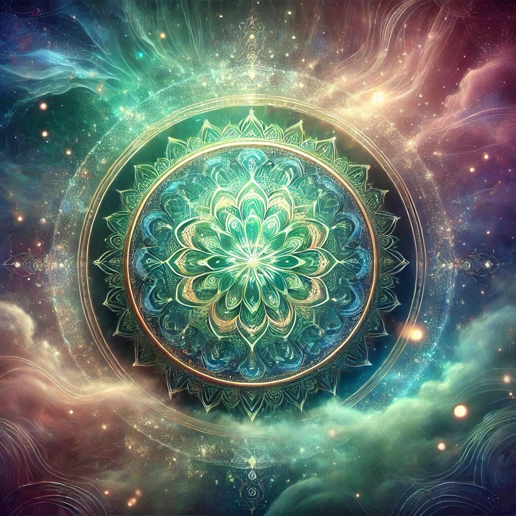 Simbolo del Tao con elementi floreali