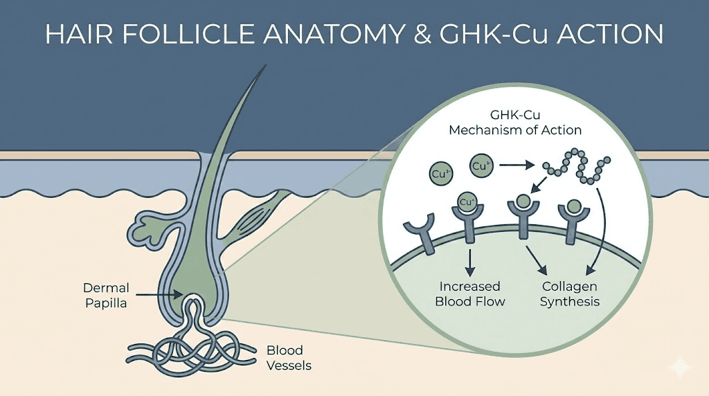 GHK-Cu peptide mechanism of action in hair follicle anatomy