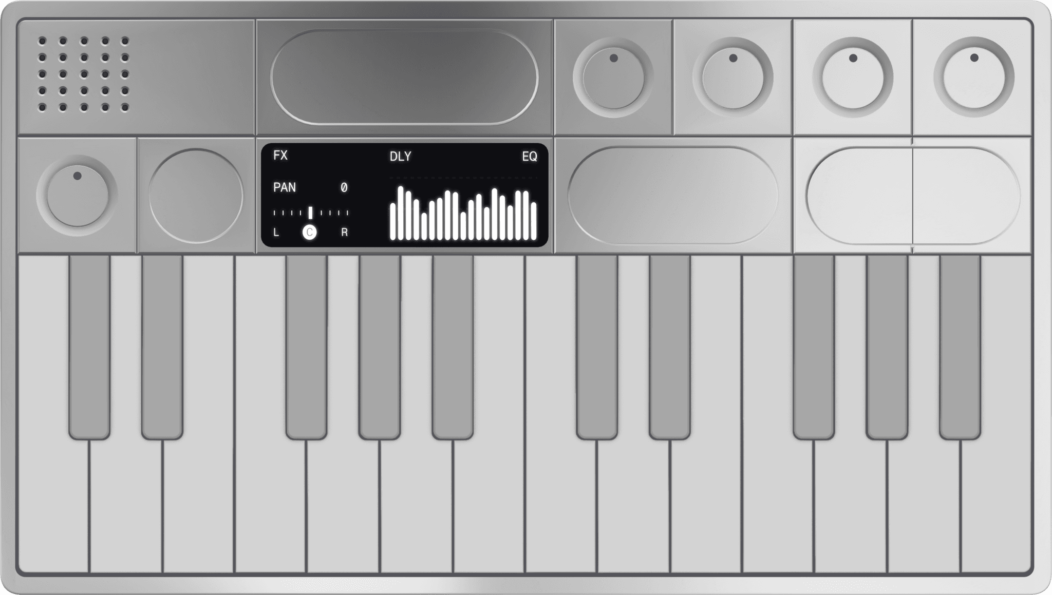 Synthetizer top view. Chrome Bone colour.