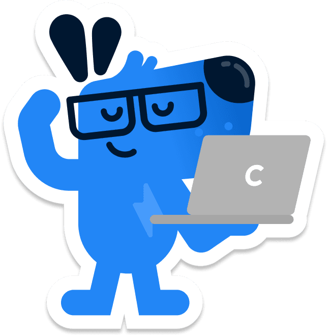 sticker Movi mascotte di Carmove che saluta, puoi trascinarlo e spostarlo