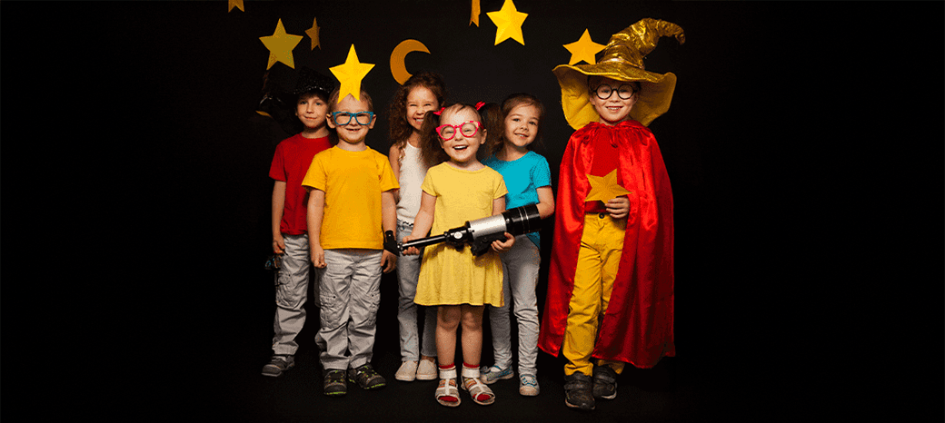 Students developing acting skills and stage presence in after school theater and acting enrichment program