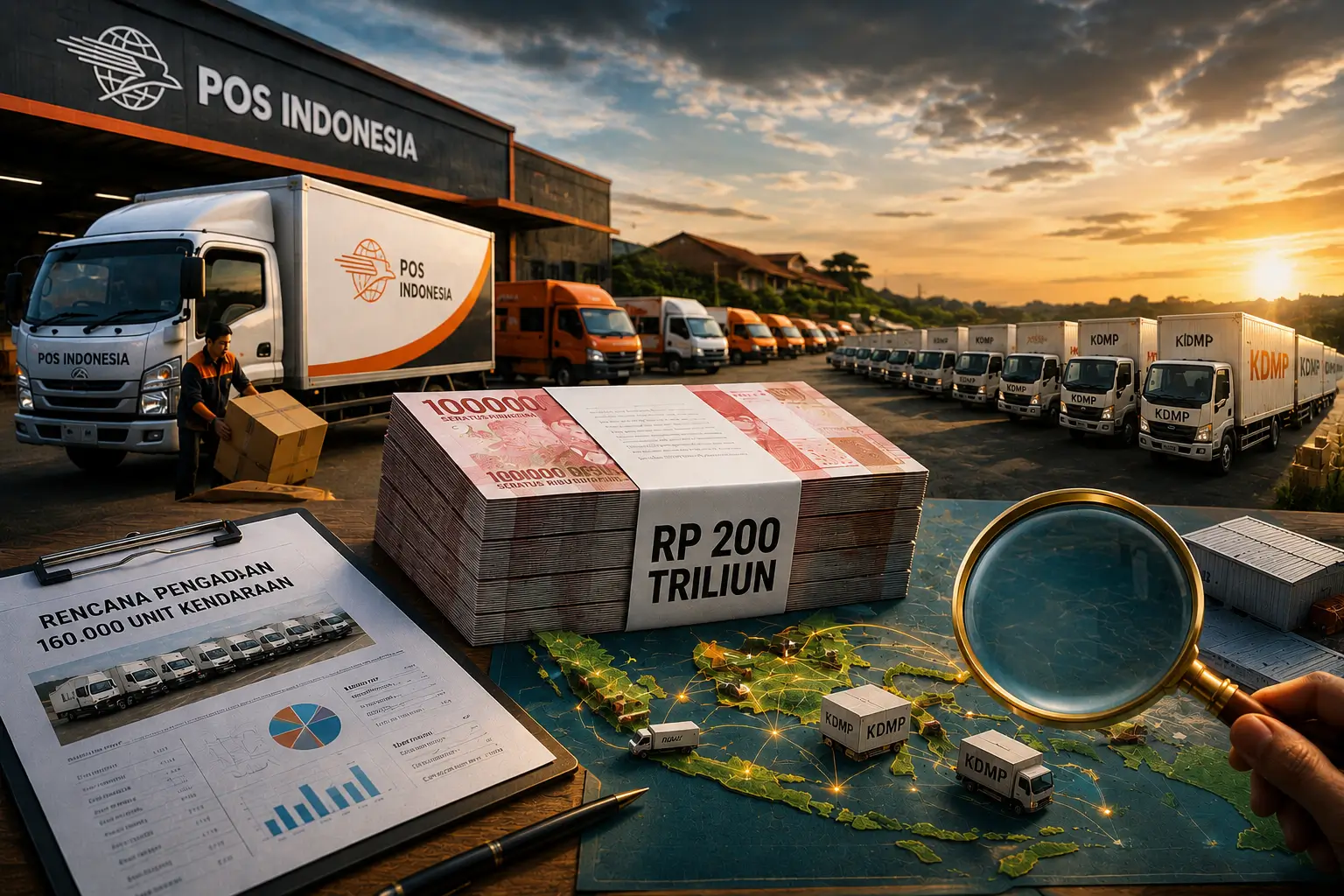 lustrasi armada truk logistik KDMP-BUMDes dan pentingnya tata kelola GRC untuk mencegah potensi pemborosan anggaran Rp200 triliun